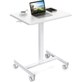 thumbnail image 1 of Small Adjustable Ergonomic Standing Desk, Compact Workstation Mobile Sit-Stand Desk with Pneumatic Height Adjustment, Lockable Rolling Desk for Home Office, White, 1 of 6