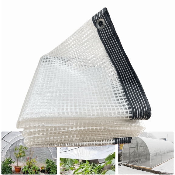 MOJEA 16 Mil Greenhouse Cover,Clear Plastic Tarp Heavy Duty Waterproof 10x10FT
