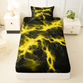 thumbnail image 3 of Homewish Yellow Glowing Lightning Twin Sheets,Modern Geometric Bedding,3pcs,1 Fitted Sheet and 1 Pillowcase, 3 of 6
