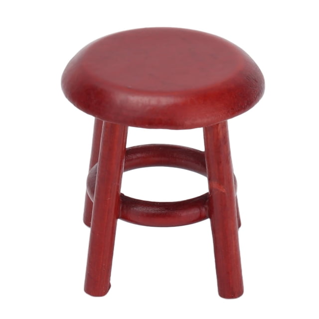 Mini muebles para casa de muñecas, taburete redondo en miniatura de madera de rosa 1:12, accesorios para muebles de casa de muñecas