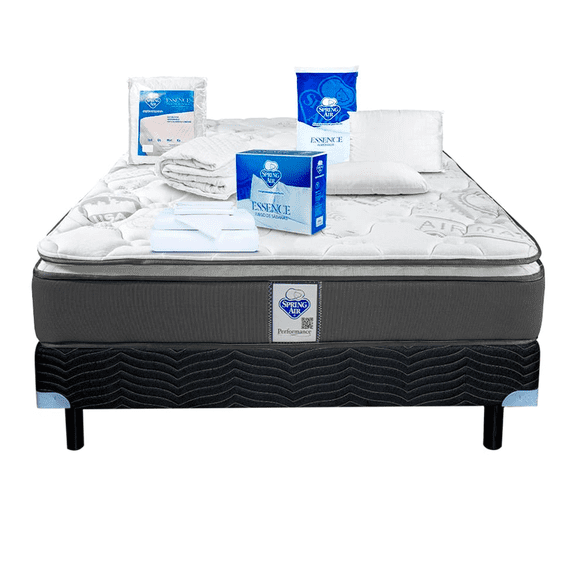 Colchón Coney Queen Size + Almohada Peach + Box P + Protector Ess + Sábana Ess