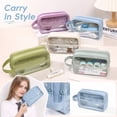 thumbnail image 3 of Pencil Pouch Pen Case Stationery Bag with Clear Insert for Teens College Students (Blue), 3 of 6