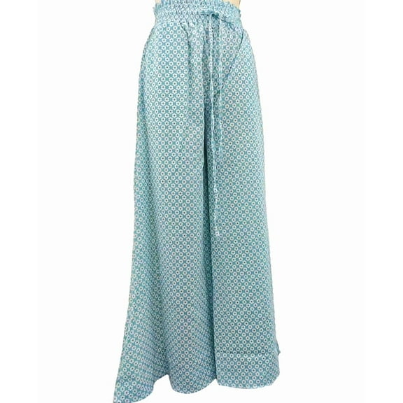 Wide Leg Pants Woman Flowy Floral Palazzo Pants for Women High Waisted Summer Casual Trousers Blue Print XL