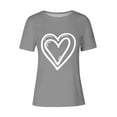 Fanxing Heart Graphic Tees for Women 2025 Summer Crewneck Short Sleeve