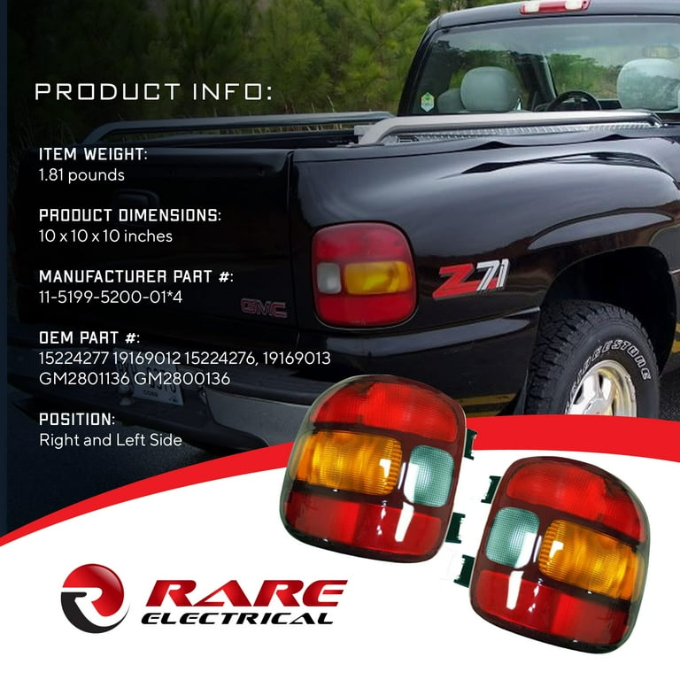 New Tail Light Pair Fits GMC Sierra 1500 Stepside Bed 1999