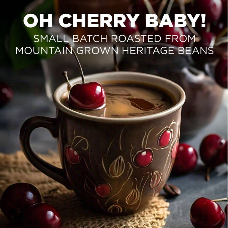 Maud's Cherry Flavored Coffee Pods, 50ct, Medium Roast Flavored Coffee in Single Serve Pods 100% Arabica Beans, Compatible with Keurig K Cups Maker