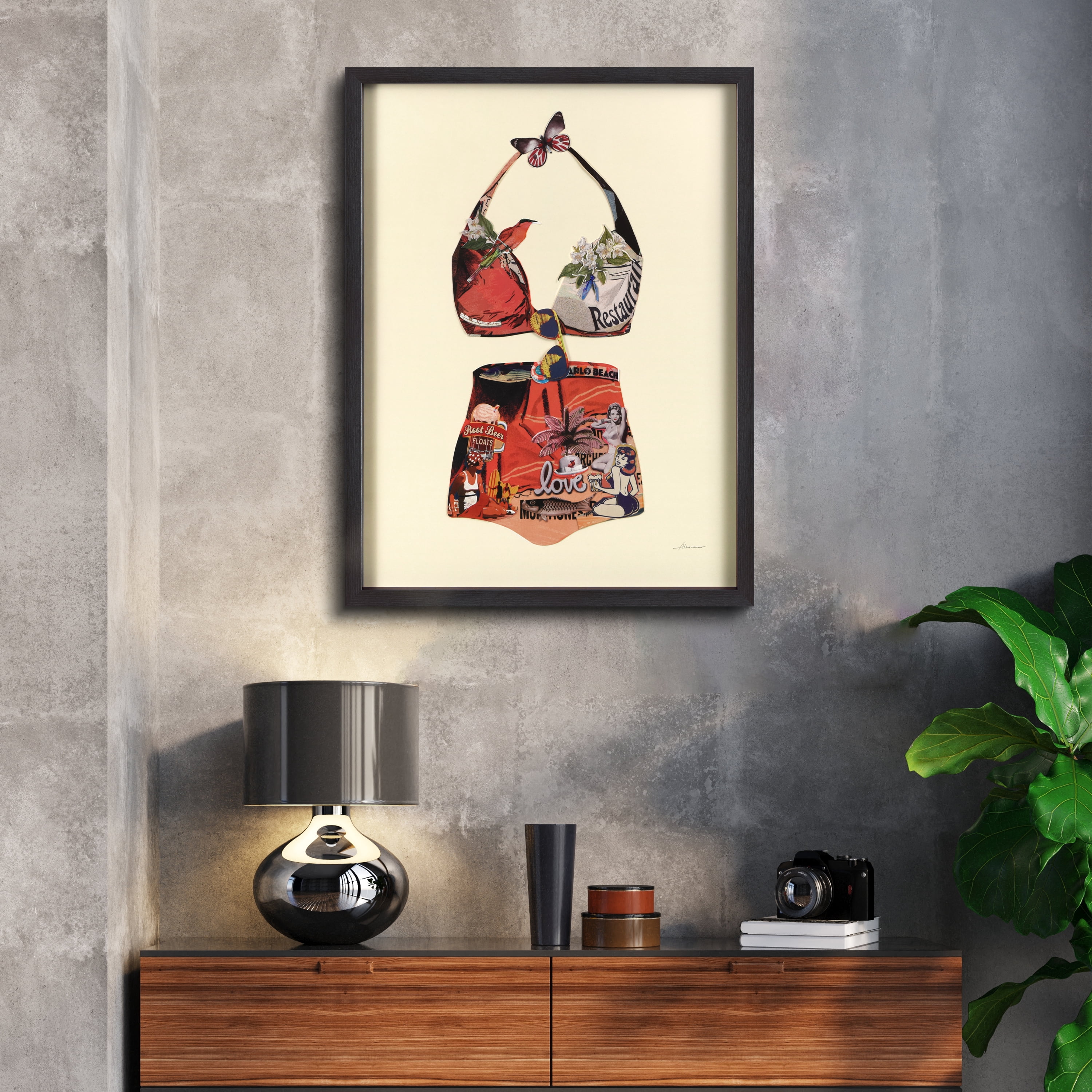 Empire Art Direct Monte Carlo Beach Dimensional Collage Framed Graphic Art Under Glass Wall Art, 25" x 33" x 1.4", Ready to Hang