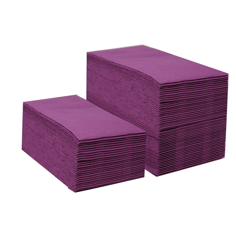 Linen Like Disposable Paper Guest Towels for Powder Room - Violet 