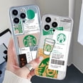thumbnail image 2 of Para iPhone 13 Pro Max 14 12 11 XR 8 7 SE 2022 Moda Starbucks Transparente TPU Gel Funda Cojín De Aire Borde Cuadrado Anti-Caída Cubierta, 2 of 4