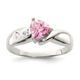 thumbnail image 4 of 925 Sterling Silver Pink Trillion Cubic Zirconia Ring Size 8, 4 of 6