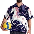 thumbnail image 4 of Starry Unicorn Men's Spread Collar Poplin Beach Shirts - Casual Printed Button Down Short Sleeve Summer Tops for Unisex, 4 of 6