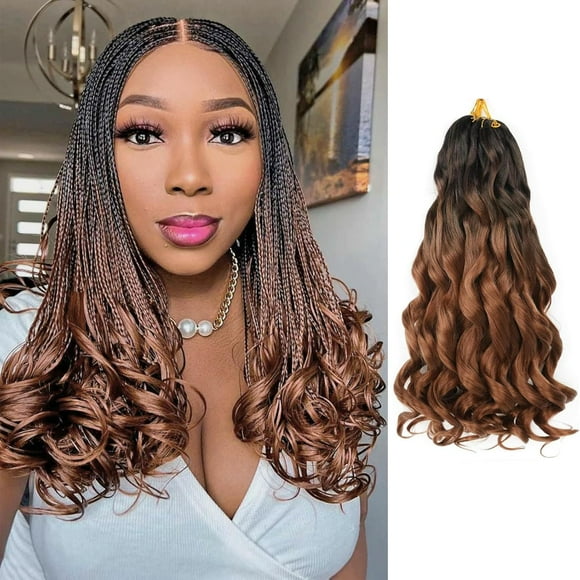 SHILIU-Short French Curl Braiding Hair 12 Inch 6 Pack Brown French Curls Braiding Hair Bouncy Loose Wavy Spanish Curly Braiding Hair Synthetic French Curl Crochet Braids B29#(50g/pack)