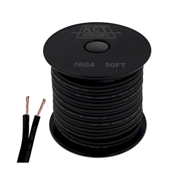 Cable de altavoz KCT, calibre 16 AWG, negro, 15 m, CCAM, cobre