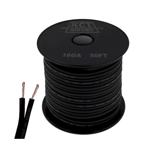 Cable de altavoz KCT, calibre 16 AWG, negro, 15 m, CCAM, cobre
