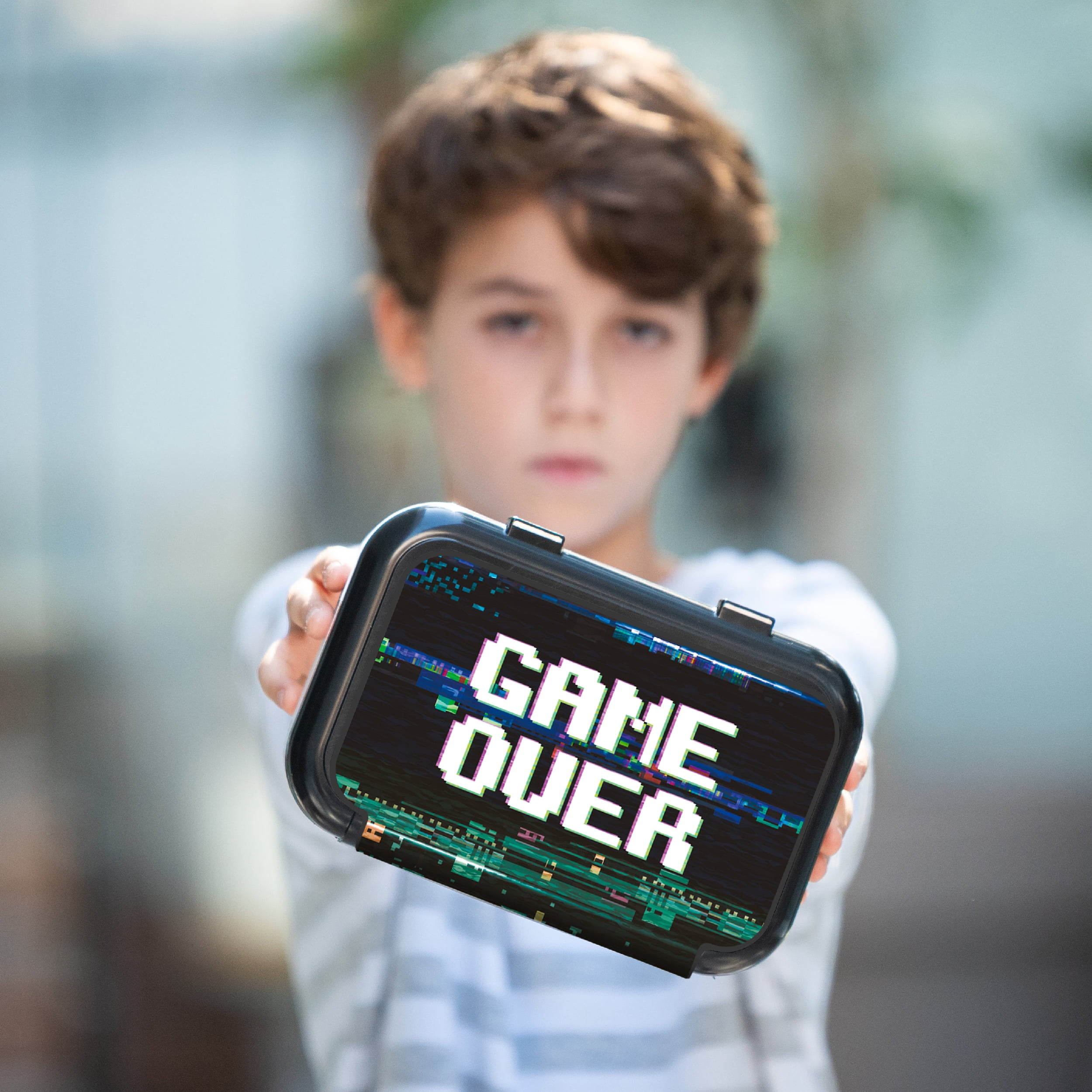 ZIPIT Black Gamer Recycled Plastic Pencil Box for Kids, Elementary School Box