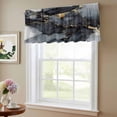 thumbnail image 6 of 2 Pack Abstract Art Valance for Window Gold Grey Gradient Marble Texture Kitchen Valance Rod Pocket Short Curtain Topper Decorative Window Treatment for Living Room Bedroom 42"x18", 6 of 8