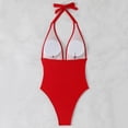 thumbnail image 4 of Mceream Women's High Waisted Drawstring Adjustment Bikinis Gathering Onepiece Swimsuit Red XL, 4 of 7