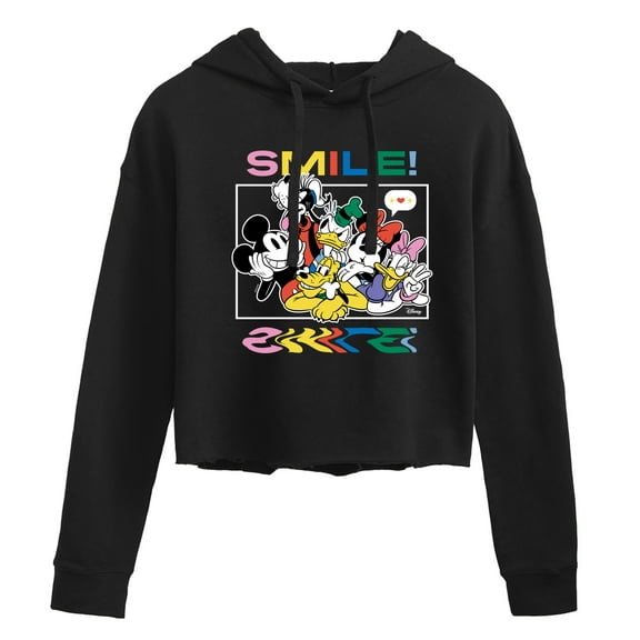 Disney - Mickey, Pluto, Minnie, Donald Duck, Goofy & Daisy - Crowded Photo - Juniors Cropped Pullover Hoodie