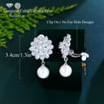 thumbnail image 5 of Fashion Jewelry CZ Women Crystal Pearl Flower Non Pierced Clip On Drop Earrings, 5 of 9