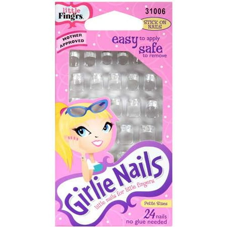 Little Fing'rs Stick On Nails Girlie Nails, 24 pk