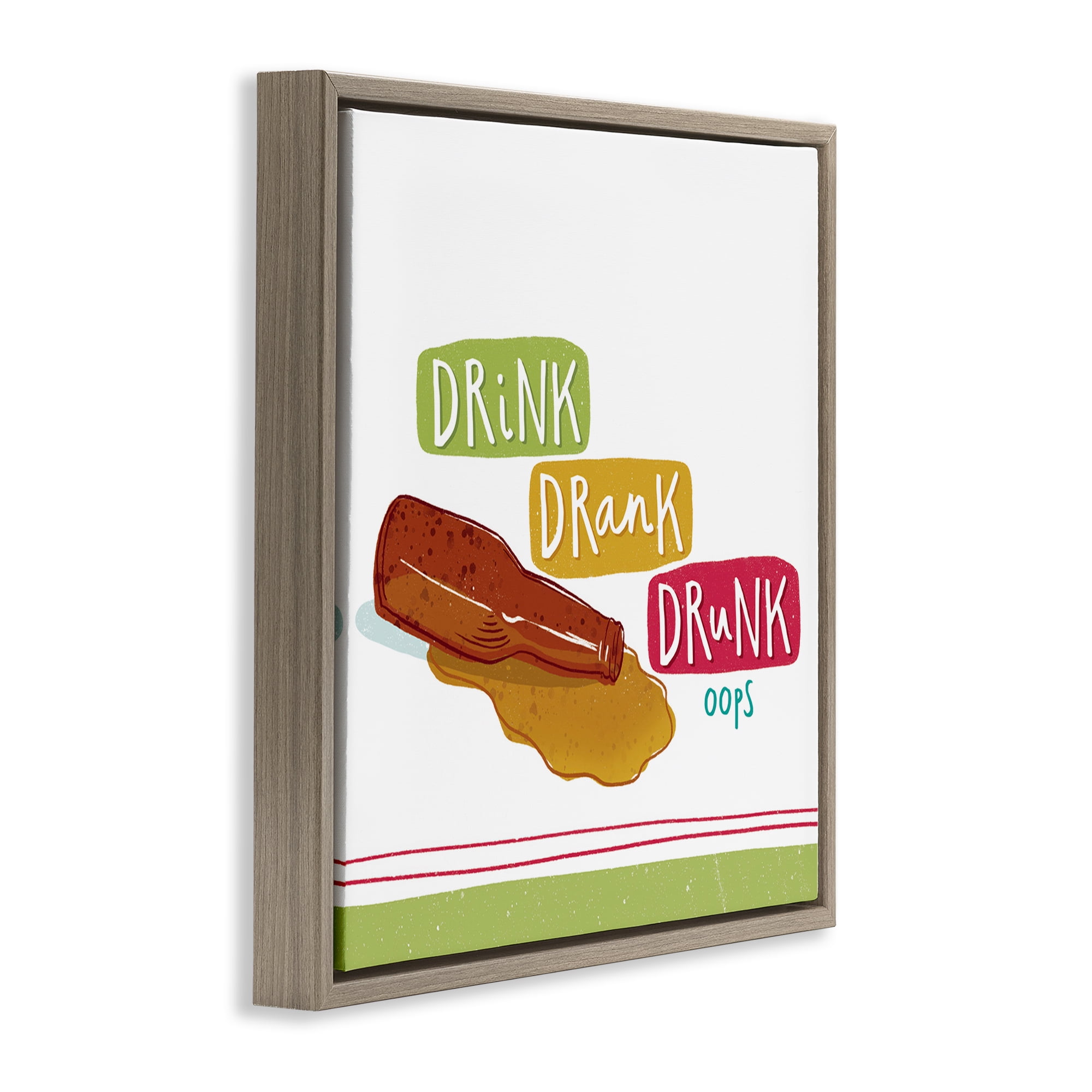 Stupell Industries Drink Drank Drunk Food & Beverage Painting Brown Floater Framed Canvas Art Print Wall Art, 25 x 25