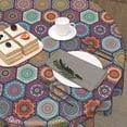 thumbnail image 4 of Nappe Ronde Géométrique Bohème Colorée 60 Pouces Mandala Marocain Indien Imprimé Floral Groovy Lavable Résistante aux Plis et aux Taches Nappe en Polyester pour Cuisine Dîner Fête Vacances, 4 of 5