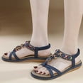 thumbnail image 2 of Agkizg Summer Women Sandals Low Heel Slide Sandals Casual Slippers Open Toe Beach Sandals Comfortable Shoes Blue, Size 8.5, 2 of 3