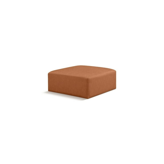 Meridian Furniture Cube Cognac Vegan Leather Ottoman