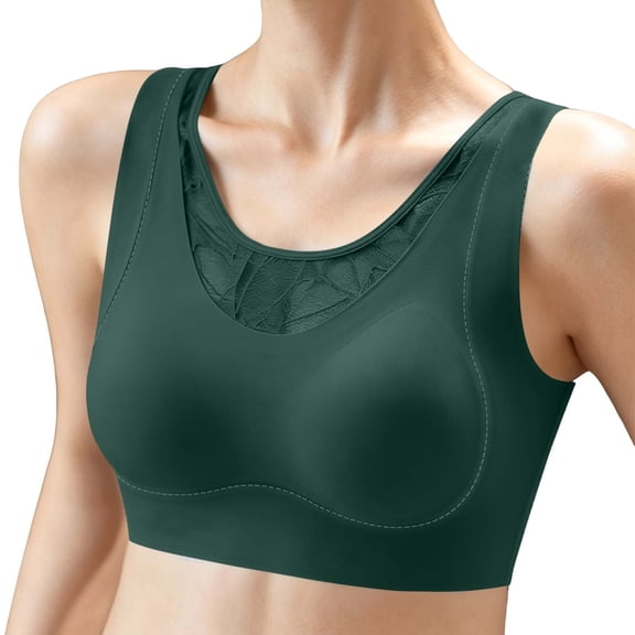 MYAOYI Ladies Wirefree Bra Seamless Lace Neckline Everyday Comfort