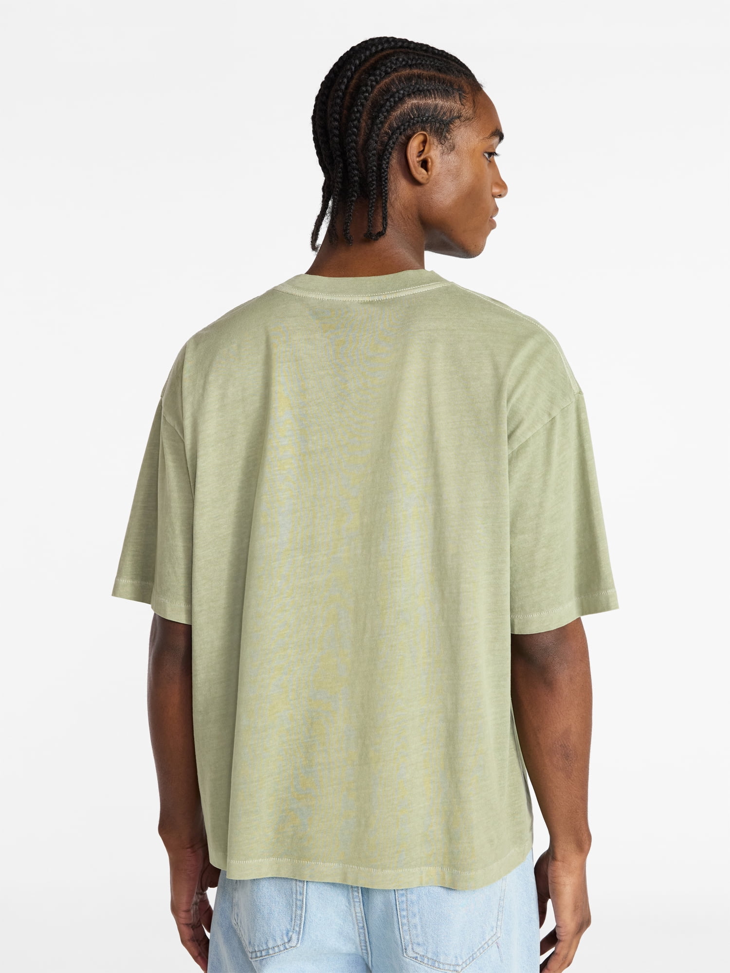 No Boundaries Cotton Oversized Cropped Tee with Short Sleeves, Men's and Big Men's XS-5XL