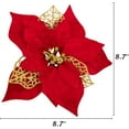 thumbnail image 4 of 15 Pieces Christmas Glitter Artificial Poinsettia Flowers, 8.7 inch Artificial Wedding Flowers Decorations Xmas Tree Ornaments - Red, 4 of 6