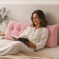 thumbnail image 6 of Sulaicai Headboard Pillow, Dorm Headboard Wedge Pillow, Handmade Support Backrest Large Bolster Cushion with Side Pockets, Pink (Cal King: 200cm / 79 x 16 x 8 in), 6 of 6