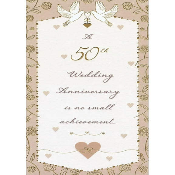 Designer Greetings No Small Achievement Doves 50th : Fiftieth Wedding Anniversary Congratulations Card for Couple