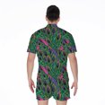 thumbnail image 2 of Boho Peacock Feather Pattern Short Sleeve Men'S Rompers, Peacock Casual Summer Jumpsuits Outfit, 2 of 4
