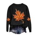 thumbnail image 3 of Yanchicy Spooky Season Sweatshirt Pullover for Women Crew Neck Maple Leaves Graphic Soft Lightweight Thin Fleece Loose Fall Halloween Clothes Long Sleeve Tops, 3 of 6