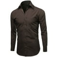 thumbnail image 2 of Men's Classic Fit Long Sleeve Wrinkle Resistant Button Down Premium Dress Shirt (Brown, 2XL), 2 of 4