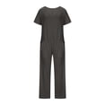 thumbnail image 4 of Byworldtasic Womens Jumpsuit Womens Casual Short Sleeve Lightweight Jumpsuits V Neck Baggy Romper Wide Leg Jumpsuit with Pockets, 4 of 6