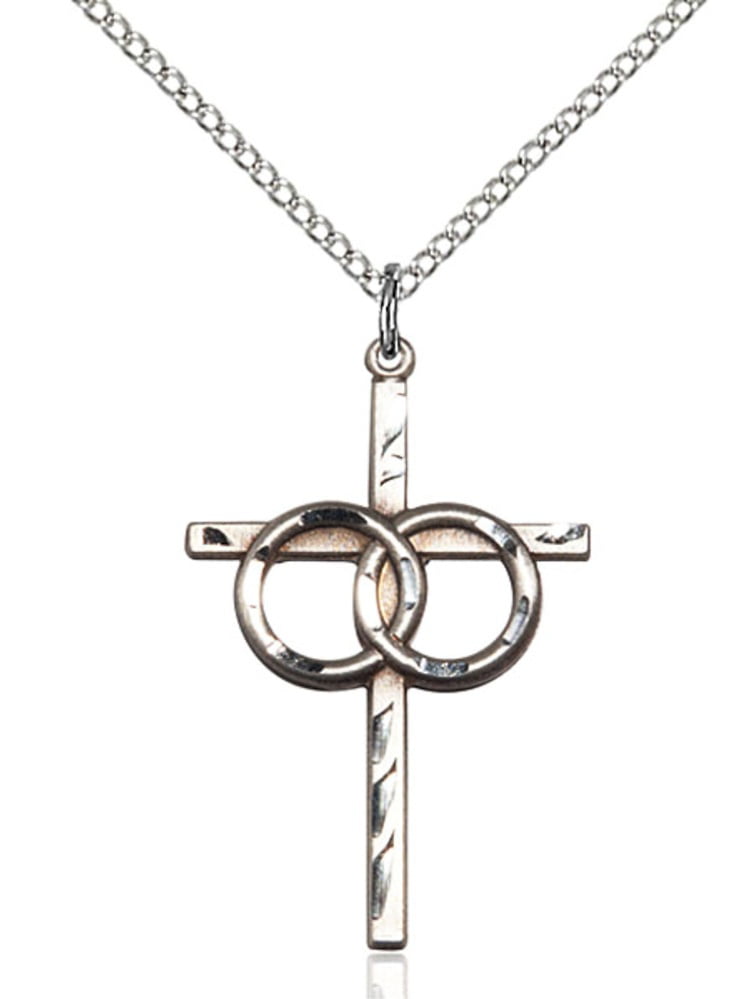 Bonyak Jewelry Sterling Silver Cross Pendant 1 3/4 X 1 inches with Heavy Curb Chain