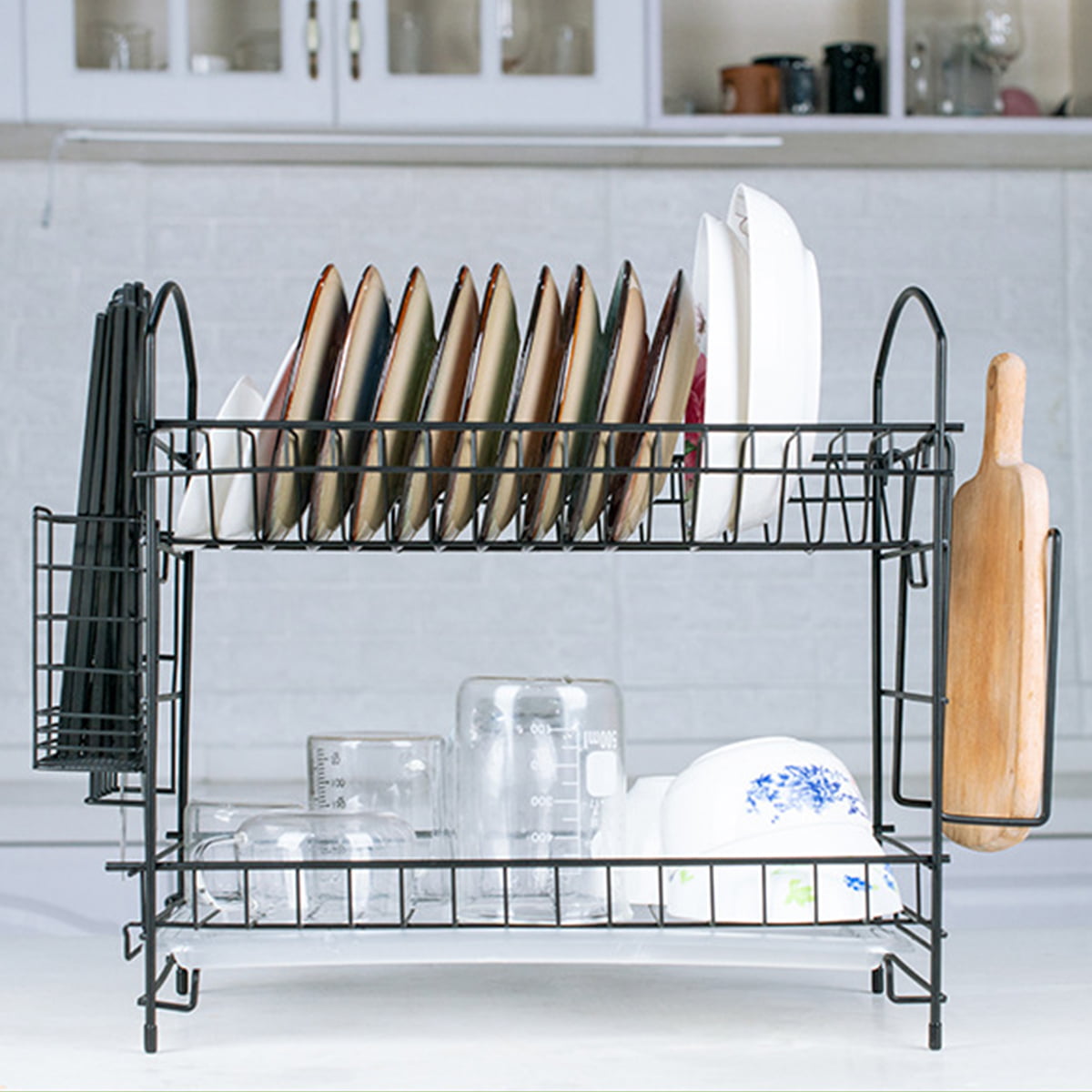 Details about   Compact Aluminum Dish Drying Rack with Cutlery Holder Removable Drainer RoseGold