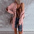 thumbnail image 2 of Feancey Vintage Long Cardigans for Women Hooded Casual Cable Knit Cardigan Sweaters Elbow Patch Long Sleeve Knitted Sweater Coats with Pockets Pink L, 2 of 8
