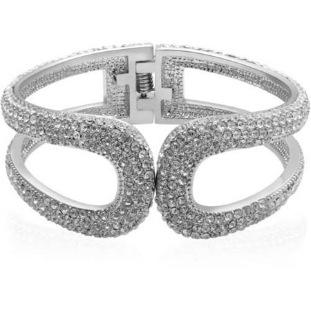 Crystal Bright White Plated Brass Fashion Bangle