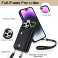 thumbnail image 2 of Compatible with iPhone 15 Plus Wallet Case with Card Holder Crossbody Neck Strap Lanyard Wrist Strap Purse for Women PU Leather Flip Case with Credit Card Kickstand Stand Case Black, 2 of 9