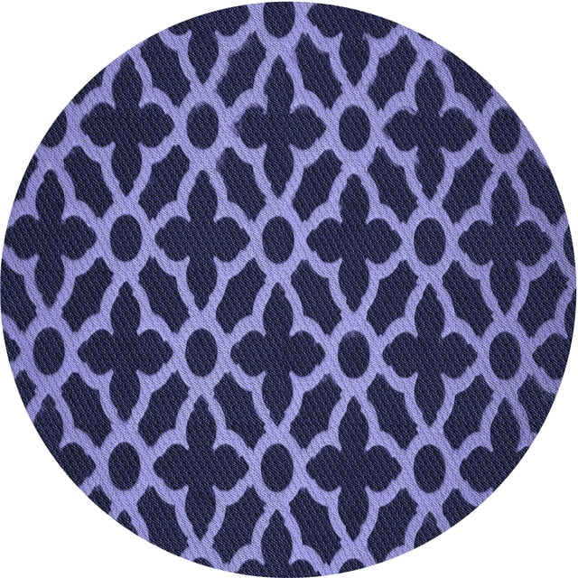 Ahgly Company Tapis Rond Lavable en Machine Intérieur Transitionnel Bleu Ardoise Moyen, 6 Pieds Rond