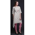thumbnail image 4 of Bimba Pink Leaves & Blue Flower Floral Printed Asymmetrical Kurti Tops For Women Indian Summer Dress Tunic XXX-Large, 4 of 6
