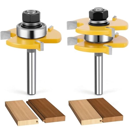 Bit Set, 3rd Gen. 1/4 Shank Router Bits for 3/4" Stock, 1/2" Cutting Depth, Adjustable 3 Teeth Shaker Cabinet Door Router Bits for Woodworking, Milling, Cutting$$Tools & Hardware Other