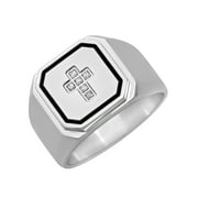 Angle View: Men's .05 ctw Stainless Steel Diamond Accent Cross Ring, 8mm