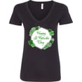 thumbnail image 3 of Inktastic Happy St. Patrick's Day Clovers Women's V-Neck T-Shirt, 3 of 5