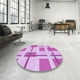 thumbnail image 4 of Ahgly Tapis Rond Lavable en Machine Intérieur Transitionnel Fleur Rose, 3 Pieds Rond, 4 of 7