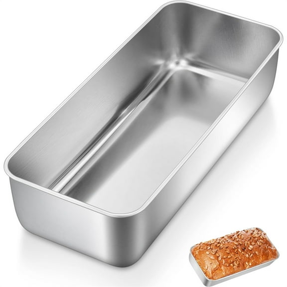 Triani 1Pcs Stainless Steel Loaf Pans for Baking Bread 13 x 6 Inch Large Metal Bakeware for Bread Meatloaf Cake Brownies Healthy & Non Toxic, Easy Release & Dishwasher Safe