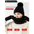 thumbnail image 5 of Black Winter Hat and Gloves Sets for Women, 3 Pcs by Mucky Cat - Beanies Knit Classic Neck Warmer and Touchscreen Gloves, 5 of 7